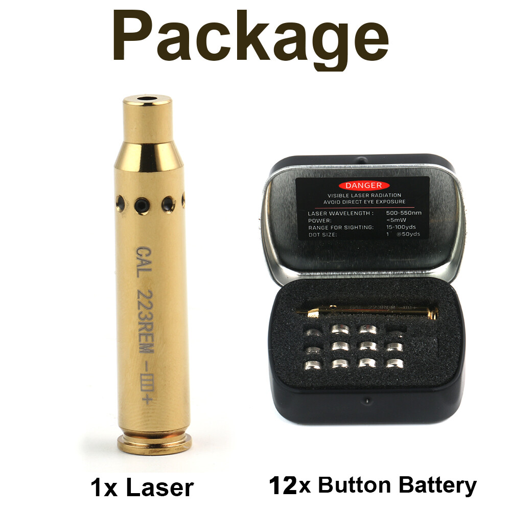 CAL.223REM Green Laser Bore Sight Cartridge Dry Fire Shooting Brass