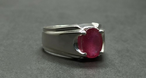 Natural Oval Cut 4.5 Carat Red Ruby Sterling Silver 925 Handmade Yakoot Men Ring - Picture 7 of 12