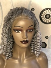 Braided wig.. Curly Wig. Gray Wig.made On A Lace Frontal.