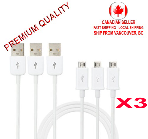 3X Micro USB Charger Charging Sync Data Cable Samsung Galaxy S3 S4 S5 ...