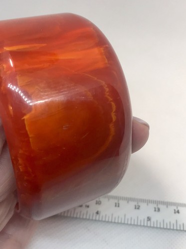 Vintage Wide End of Day Orange Bakelite Oval Bangle- FUN! - Picture 2 of 8