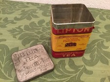 VINTAGE LIPTON PEKOE TEA PLANTER CEYLON TIN WITH PAPER LABEL 1939 Copyright