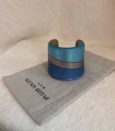 ALEXIS BITTAR blau grau LUCIT gestreiftes Manschettenarmband - 2,6" breit - Bild 9 von 12