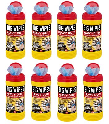 8 x Big Wipes Heavy Duty Reinigungstücher Handreinigungstücher 80 Stück pro Dose