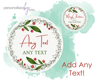 PERSONALISED BY YOU PERSONALISED CUSTOM ROUND PRINTED STICKERS - CHRISTMAS GIFT LABELS