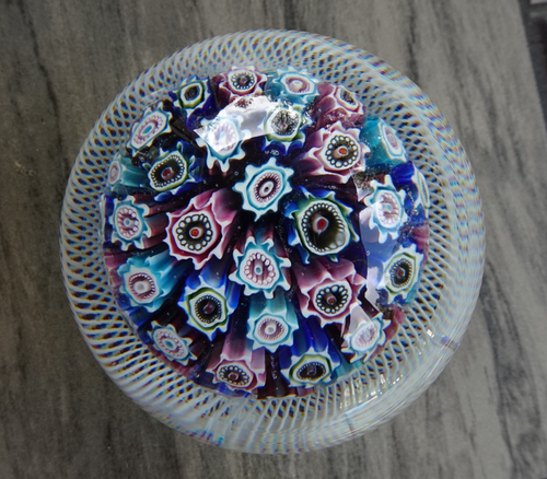 Large Fratelli Toso Murano Art Glass Millefiori Mushroom Torsade Paperweight - Picture 2 of 14