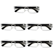 5 PK Mens Womens Unisex Half Clear Frame Reading Glasses Lightweight Readers