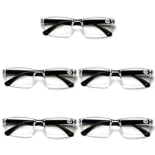 5 PK Mens Womens Unisex Half Clear Frame Reading Glasses Lightweight Readers