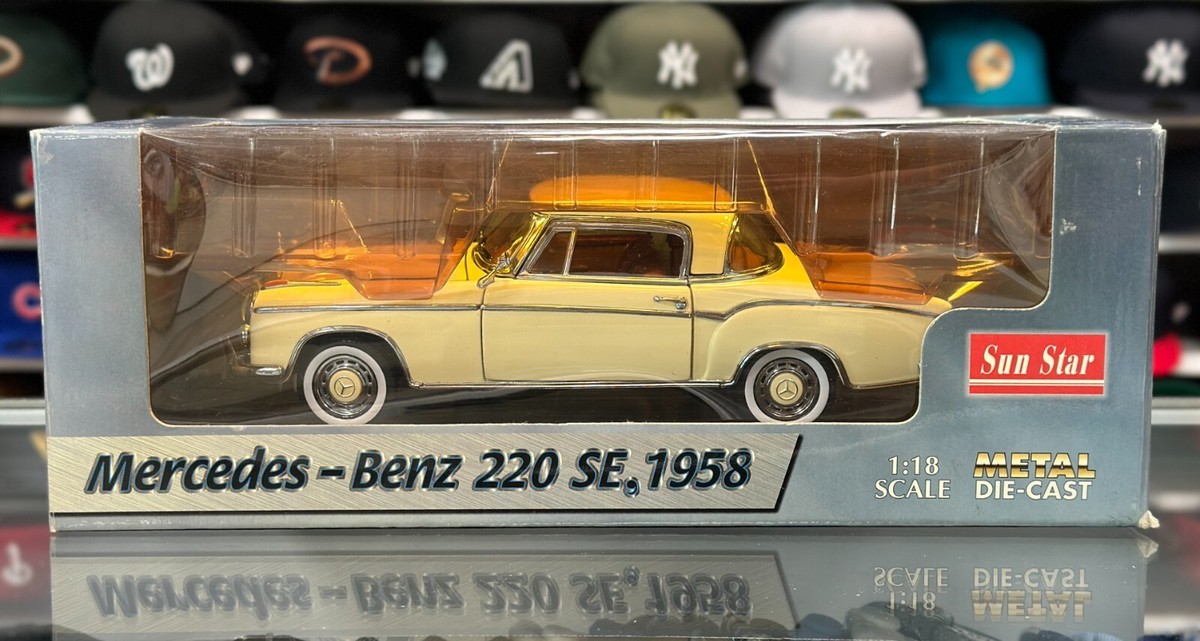 1/18 Mercedes Benz 220S Creme Vintage Sun Star Diecast Model Car