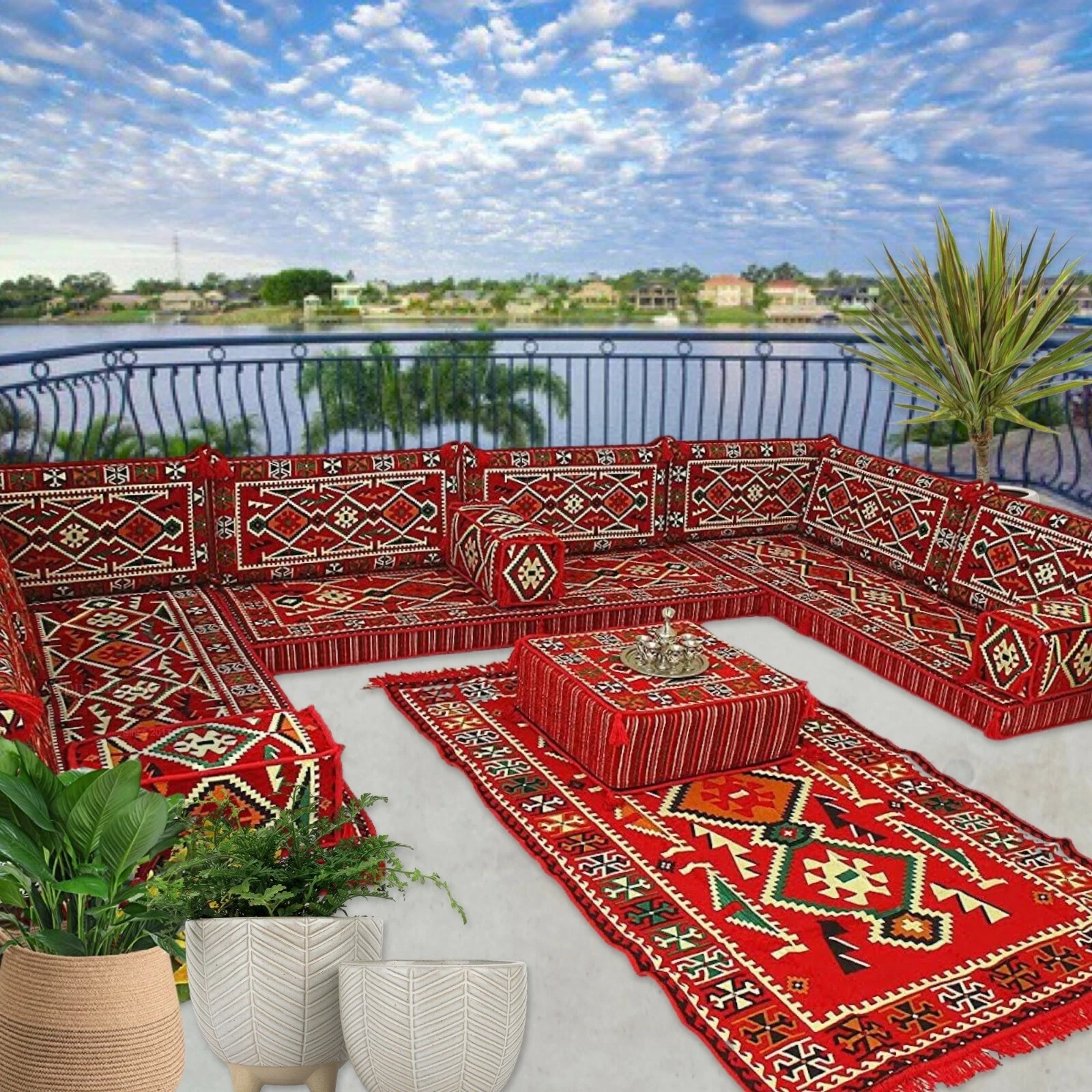 U-shaped MODULAR Floor Sofa Set ARABIC Style Majlis Furniture - UK Stock