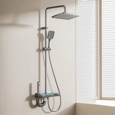 12" Thermostatic Shower Faucet Set Bathroom System Rain Shower Head Handheld