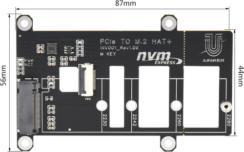 PCIE M.2 HAT+ für Raspberry Pi 5, Nvme SSD PIP Pcie Peripherie Board mit Extra - Bild 6 von 12