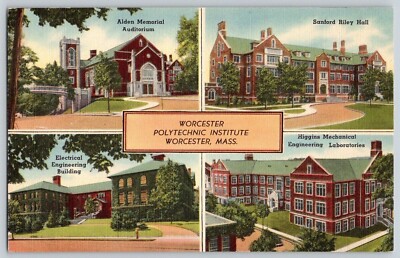 Linen Postcard~ Worcester Polytechnic Institute~ Worcester, Massachusetts 