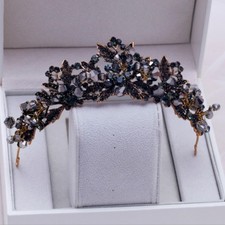All Black Crystal 4.5cm Tall Wedding Queen Pageant Prom Tiara Crown For Women