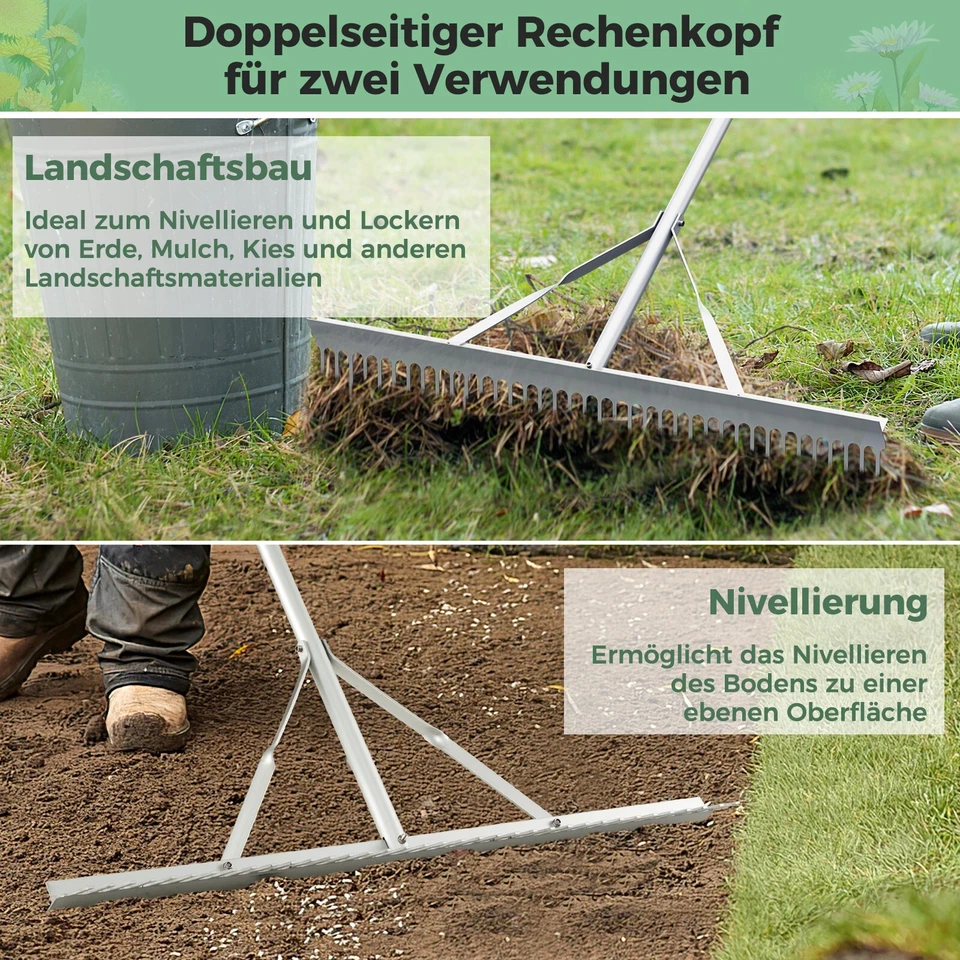 Aluminiumrechen Laubrechen Heurechen Rasenrechen Harke 91cm breit, 174cm lang - Bild 4 von 4