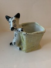 Vintage Scottish Terrier Dog With Open Basket Planter Small Figurine Japan