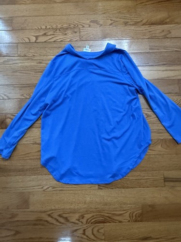 Lularoe Valentina Button Collar Shirt Bright Blue NWT - Picture 2 of 7