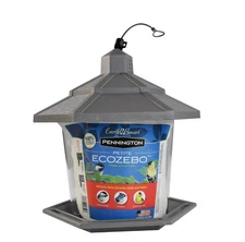 Pennington Earth Smart, Gray Plastic, Hopper Wild Bird Feeder, 2.5 lb. Capacity