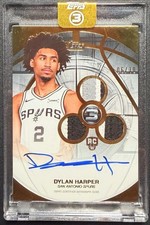 2025 Topps Three Dylan Harper Rc Rookie Triple Patch Auto Gold /10 Spurs Sealed!