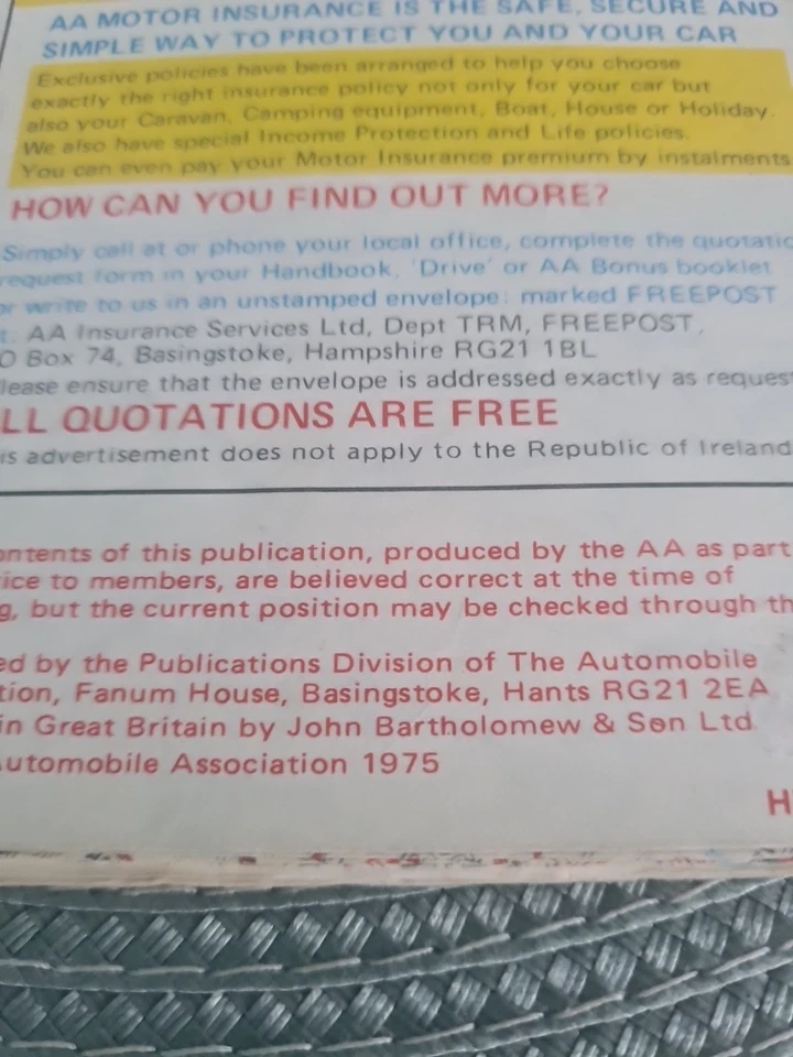 Vintage 1975 AA Routes Through Dover Road Map Exellent Condition For Its Age - Image 4 of 4