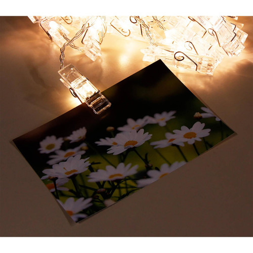 LED Lichterkette mit 50 Clips Wäscheklammer Fotoclip warmweiss batteriebetrieb - Bild 1 von 5