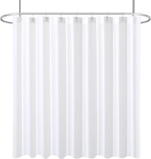 Biscaynebay Fabric Extra Wide Shower Curtain Liners, White 96" Width by 72" Leng