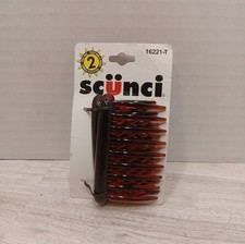 Vtg Scunci Plastic Side Hair Combs 2 Ct New Y2K Tortise Brown