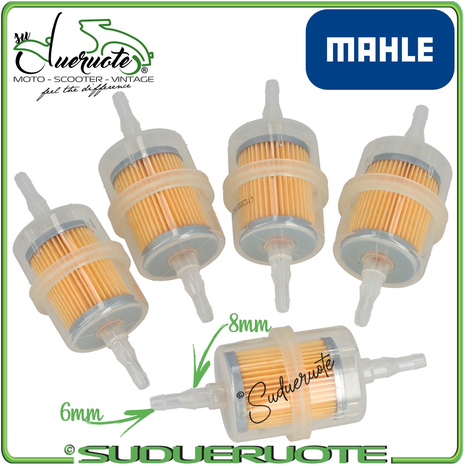 FILTRO BENZINA MOTO KIT 5 FILTRI CARBURANTE UNIVERSALE TUBO SCOOTER AUTO E BARCA