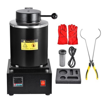 1500W Electric Gold Melting Furnace 6.6LB Crucible Casting Ingot Mold Kit