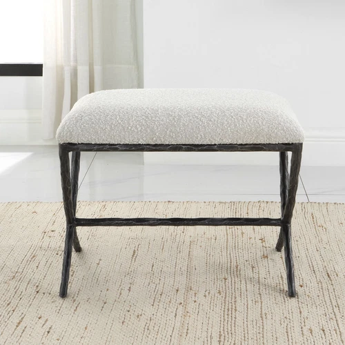Uttermost Brisby Gray Fabric Small Bench - Picture 2 of 5