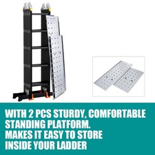 4.7M 5.7M Multi-Purpose Ladder Aluminium Scaffolding Ladder W/ Wheels Platform