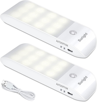 Suright Led Nachtlicht Mit Bewegungsmelder, 2 StüCk Aufladbar Usb, Nachtlampe Mi