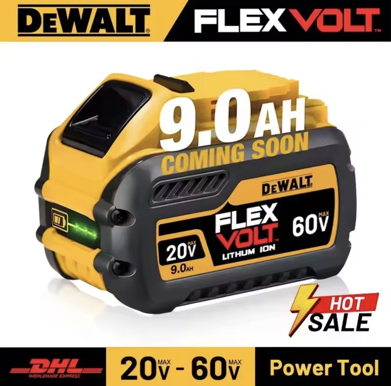Dewalt DCB612 20V/60V FlexVolt Lithium-Ion 9.0Ah Battery Power Tool Batteries