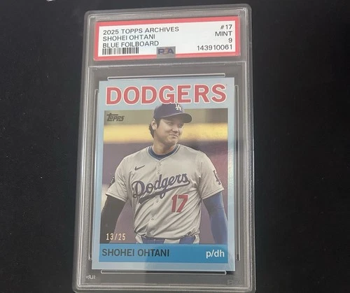 2025 Topps Archives Blue Foil Shohei Ohtani 13/25 #17 PSA 9