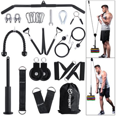 Pulley System Gym for Full Body Workout, 3 Handle Options