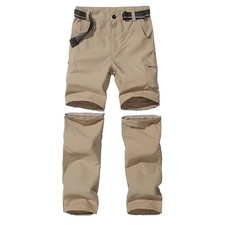 Youth Hiking Cargo Pants, Quick Dry Convertible Zip Off Pants, Outdoor Campin...