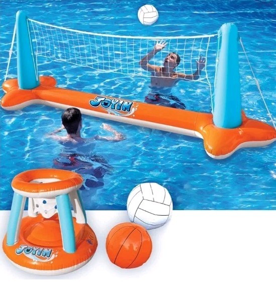 Inflatable Volleyball Net And Basketball Pool Water Floats T
