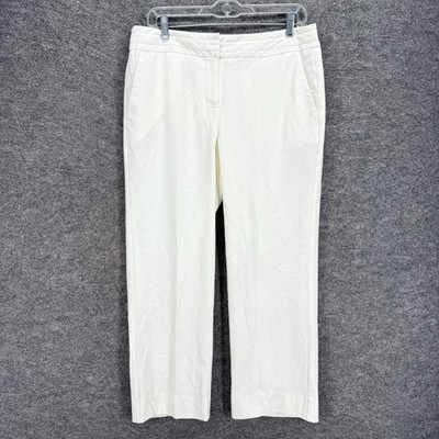 Sharagano Dress Pants Women 10 White High Rise Pleated Straight Lined Pockets