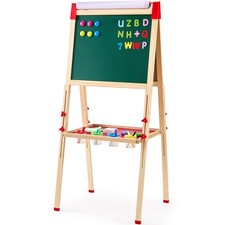 Kids Art Easel w/ Magnetic Drawing Markers Whiteboard  Chalkboard w/ Paper Roll