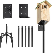 92 Inch Smart Bird Feeder Poles for Outdoors Heavy Duty with 5 92 Inch, Black 
