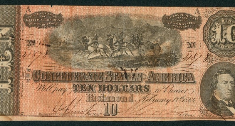 $10 1864 Confederate States of America ** PAPER CURRENCY AUCTION
