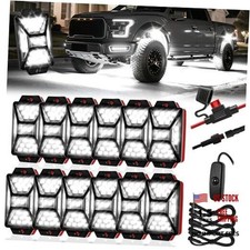 12 Pods 324 LED Pure White Rock Lights Kit with Switch Wiring Harness, 12 pods