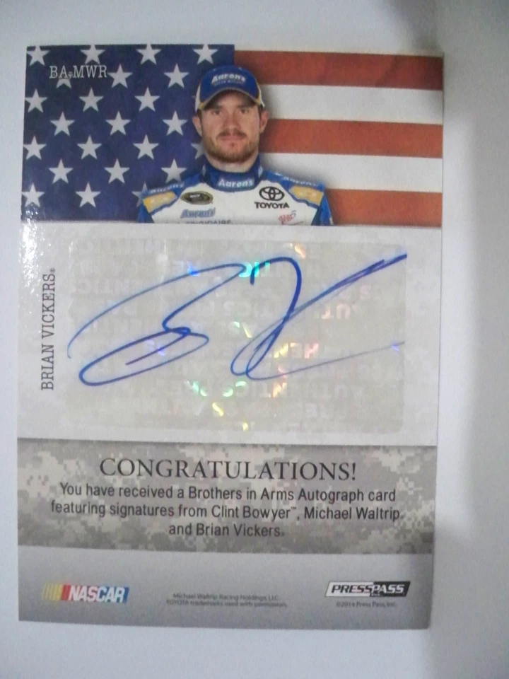 Bowyer/Waltrip/Vickers 2014 Press Pass American Thunder Brothers in Arms Auto - Image 2 of 2