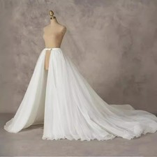 Detachable Skirt Wedding Overskirt Tulle White Ivory Wedding Bridal Train