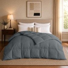 Goose Feather Comforter California King Size, 100 Cotton Duvet Insert All Se...