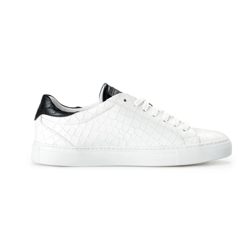 Roberto Cavalli Para hombres Blanco Cuero Texturizado Logo Estampado Moda Tenis Zapatos Foto 4 de 4
