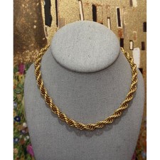 Rope Chain Necklace Women 16" Gold Excellent Vintage Style Twisted Chunky