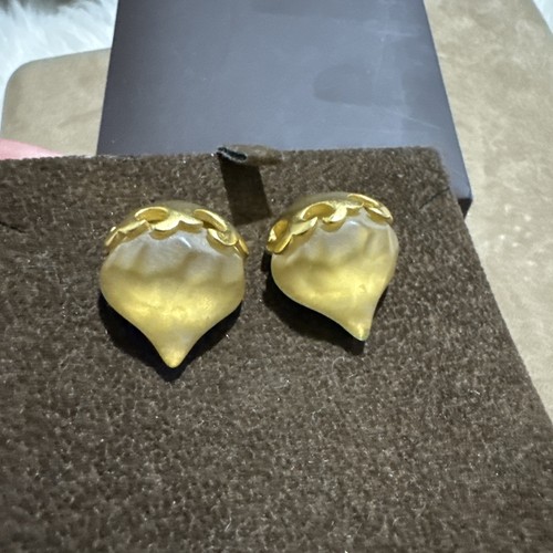 Karl Lagerfeld Vintage High End Lucite Gold Tone Pierced Earrings Rare Frosted - Picture 7 of 15