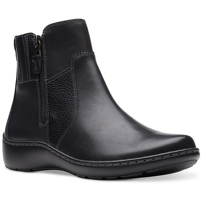 Clarks Womens Cora Grace Black Leather Booties Shoes 6 Medium (B,M) BHFO 5156
