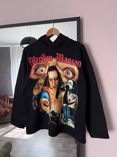 Felpa con cappuccio vintage Marilyn Manson Eat Me uomo taglia M - Foto 1 di 9
